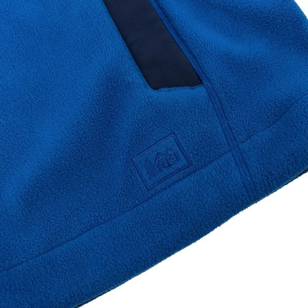 REI Men's Fleece Micro Grid Full Zip Vest Blue XXL